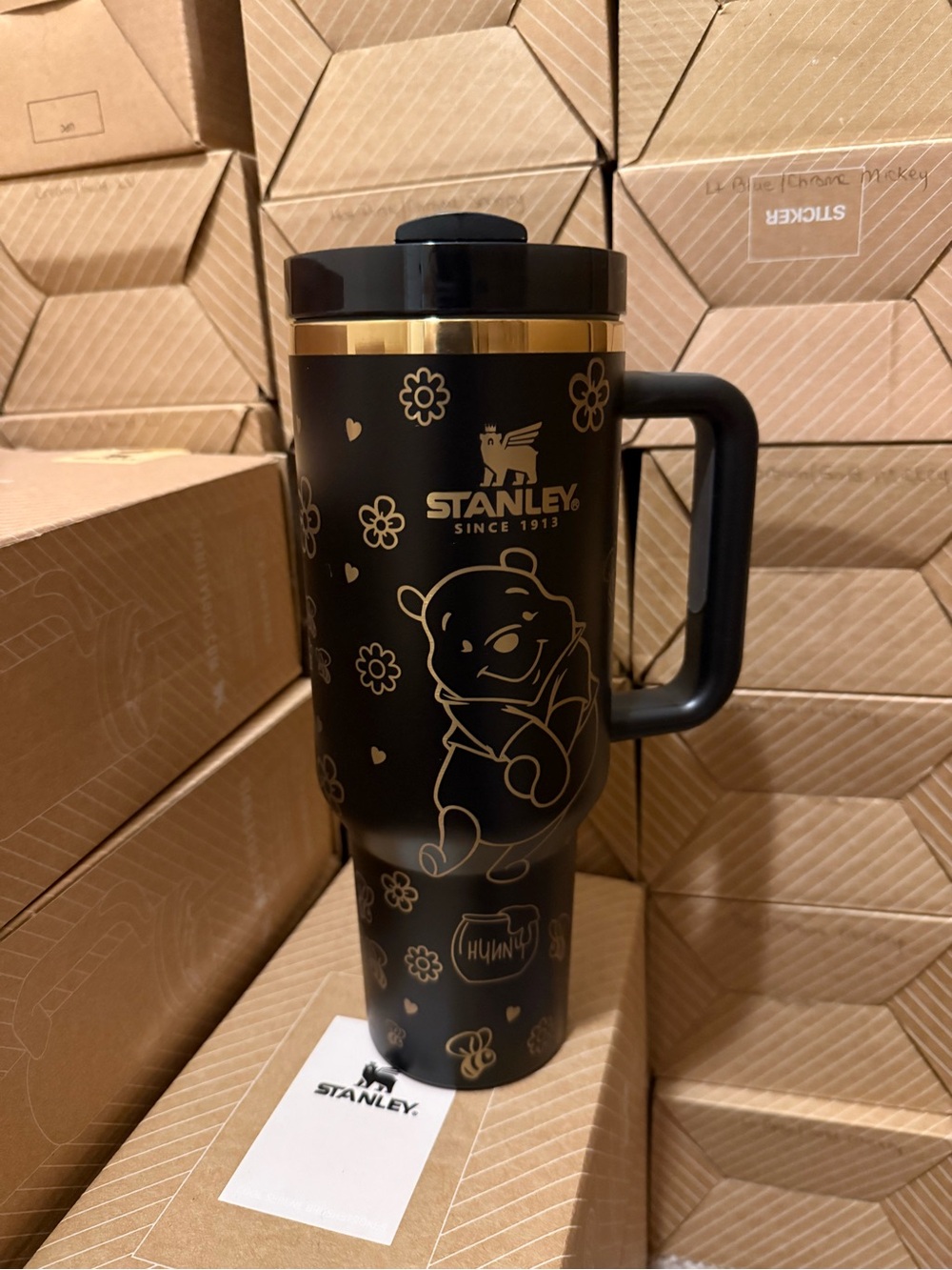 Stanley Quencher H2.0 Tumbler 40oz w/ Handle & Lid Black Gold